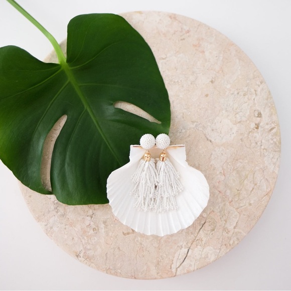 PANACEA White Beaded Tassel Earrings NIP - Picture 3 of 4